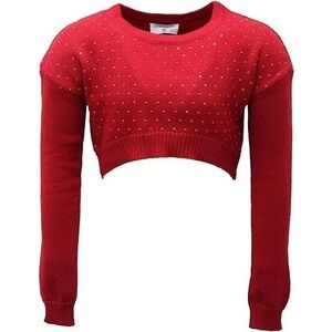 Monnalisa Maglione Bimba Girl Dark Red Studded Knit Shrug Crop Sweater  Sz 8